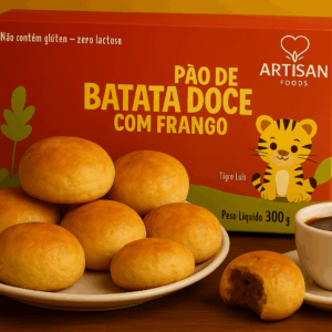 PÃO DE BATATA DOCE COM FRANGO ARTISAN FOODS 300g - 06 UNIDADES